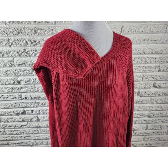 Avenue Womens Sweater 4X Plus Long Sleeve Side Zip Red Cotton Blend SWE111E - Picture 4 of 8